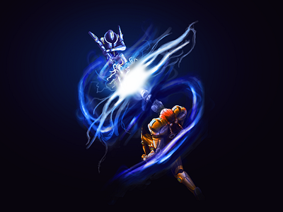 Samus V Sylux digital art digital painting illustration metroid metroid prime 4 nintendo painting samus samus aran sylux