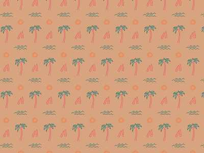 Beachy Pattern beach beer palm tree sun water waves