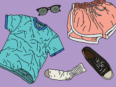 Clothes on the Ground album cover clothes illustration messy radical shoes shorts socks sunglasses tshirt