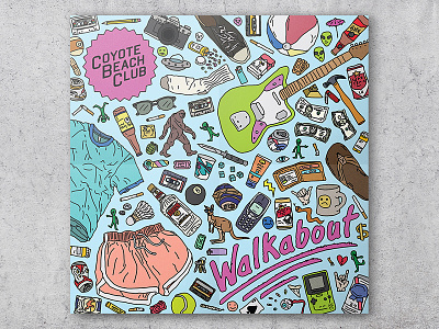 Coyote Beach Club by Walkabout album art butt rock cassette cool guitar illustrations music radical walkabout