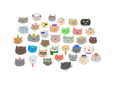A whole bunch of kitties! cat cats collage illustration kitties