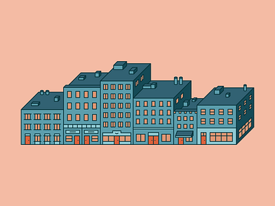 Row of Buildings buildings illustration linear