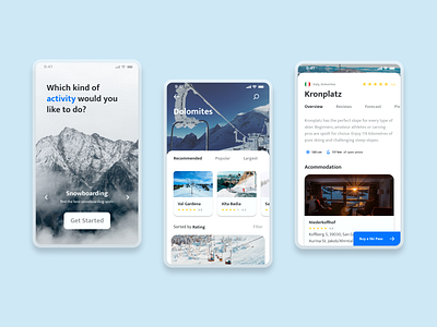 Winter Sports - Mobile App app design design figma iphone mobile app mobile app design mobile ui sports ui winter