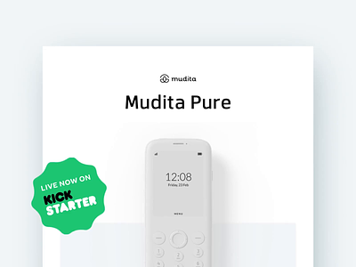 Mudita Kickstarter Campaign after effects campaign clean design illustration kickstarter layout motion site ui web white