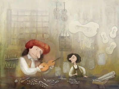 The story of Antonio Stradivari for Tétraslire magazine book childrens book fairytale illustration picture stradivari stradivarius violin