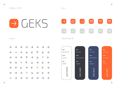 Visual style for GEKS brand and identity brandbook branding identity logo logotype pattern symbol typography ui ux