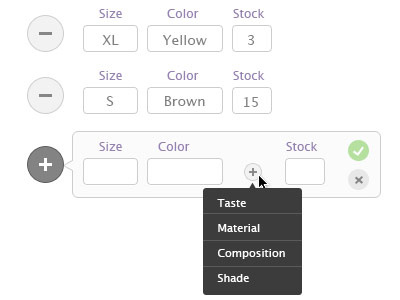 Product options admin control panel dashboard drop down options selector ui ui design user interface