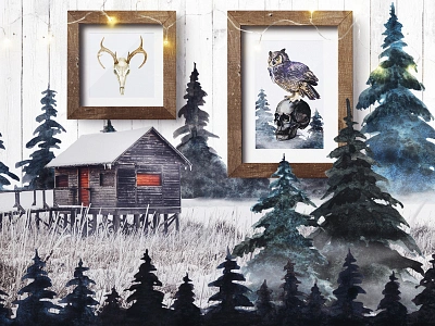 Witchy Winter design art creative market darkart design drawing illustration ink interior legend mythology painting photomanipulations photoshop plants scandinavian style traditional art typography watercolor