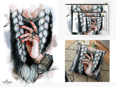 Witch Hand print art darkart design drawing fashion illustration ink interior markers mythology painting print scandinavian style sketch traditional art vector watercolor