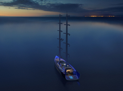 Arctic 85m S/Y 3d boat design ocean sea sunset yacht