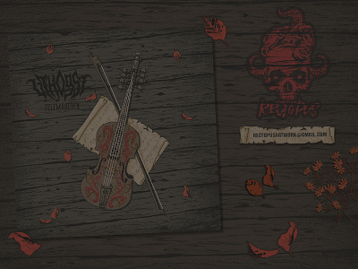 Uthogst - Felemakeren artwork branding cover art dark design drawing illustration leaves music vintage violin wood