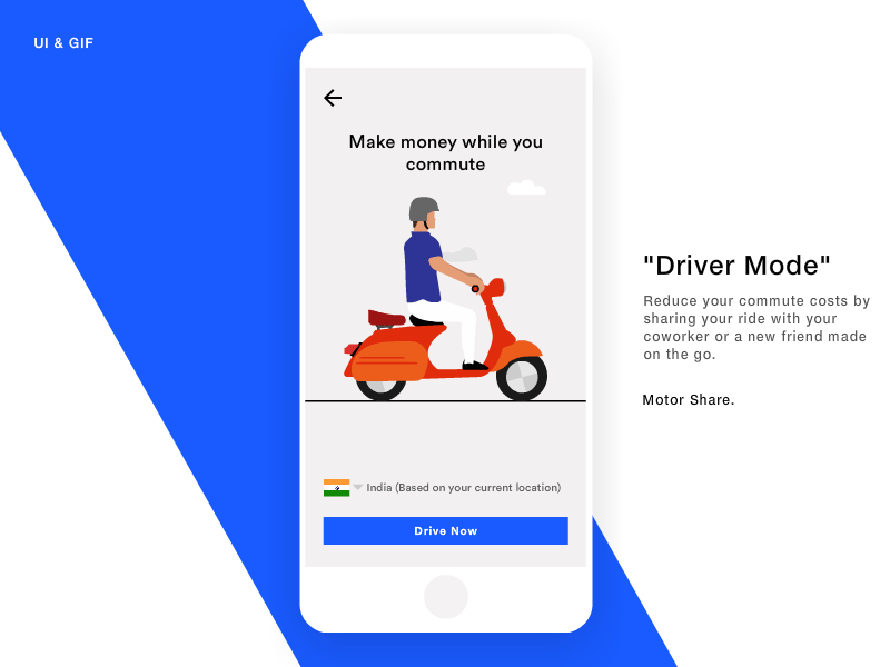 Motor Share-Driver mode animation bike pool gif illustrations interaction design mobile app ui ux