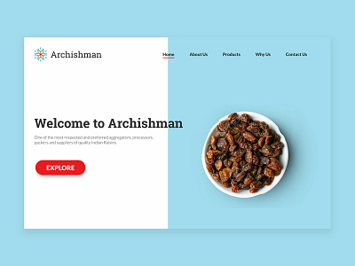 Landing - Archishman Food Processing banner design landing page mockup photoshop typography ui ux