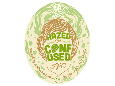 Hazed & Confused Beer Label 1970s beer illustration merchandise vintage