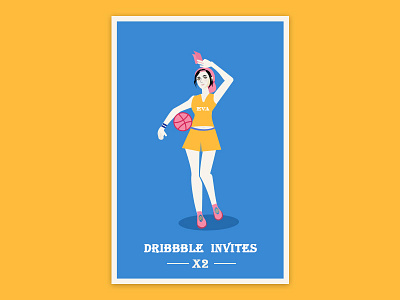 Two dribbble invites basketball character color invite sport young