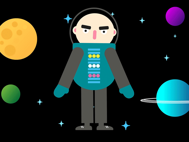 Spaceman character animation graphic design motion design