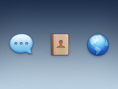 Three icons browser classic contact earth icon message zuui