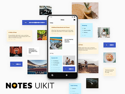 Notes UI Kit app card mobile design notes ui8 uikit uikits