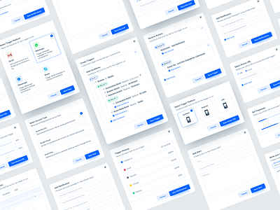 A collection of modals - Product UI Popups & Dialogues acquire clean ui creative product ui design experience minimal ui cards modal ui modern ui popup product ui product ux saas software ui ui ui cards ui design ui elements ux widget