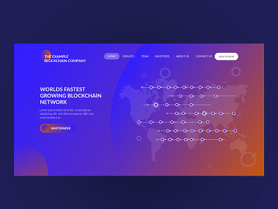Header Concept for a Blockchain Website blockchain concept cryptocurrency header information technology landing header map network world