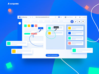 Concept Page Design for Acquire Co Browsing 2018 acquire acquire.io bright ui co browse co working cobrowsing concept concept design gradients graphic illustration landing page live chat mockup promotional graphic screen share ui ui ux vibrant colors