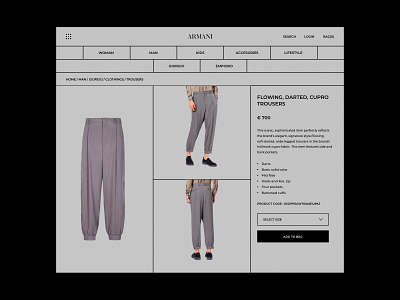 Armani - Product page