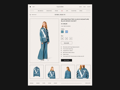 Valentino add to cart app bag basket boutique brand clean clothings design fashion interaction minimal online shop online store shop typogaphy ui ux web website