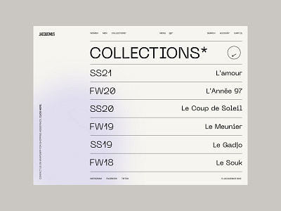 Jacquemus clothing collection design e commerce fashion fashion brand gradient interaction jacquemus landing page menu minimal minimalism shop store typography ui ux web website