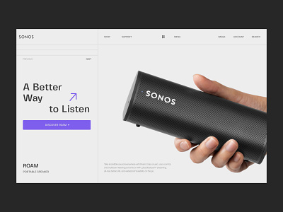 Sonos - Interaction app audio clean design e commerce inteface interaction menu minimal music product shop sound speaker store ui ux web web design website