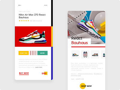 Nike Bauhaus - Mobile App UI app azerbaijan bauhaus concept design ecommerce flat illustration interaction minimal minimalism minimalist nike product shoes shop store ui ux web