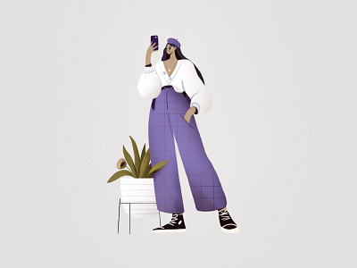 Purple pants fashion girl graphic design illustration phone procreate purple