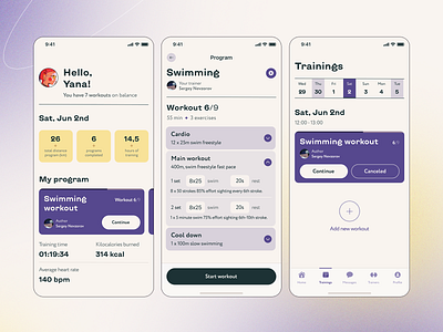 CRUx | Custom workout programs goal plan planning sport swimming ui ux