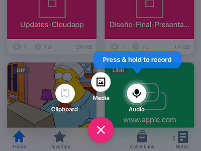 Upload Menu app button interface ios menu popup ui