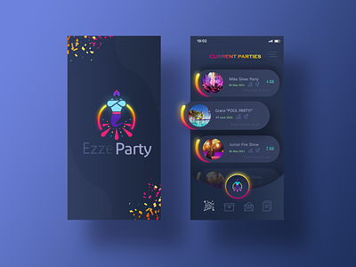 Party App Design app app design bright colorful concept cool jin mobile mobile ui ui uidesign uiux ux