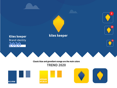 Kites keeper brand identity 2020 trend application application icon brand color palette company employee hr icon identity branding identity design keeper kites logo system trend