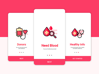 Give Blood onboarding app design mobile app ui