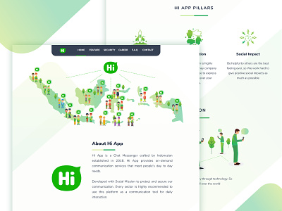 Hi App About Landing Page branding design illustration ui ux website