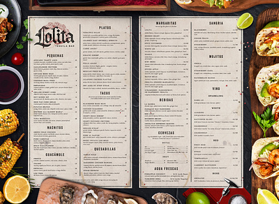 Lolita Cocina & Tequila Bar Dinner Menu branding creative agency logo menu design restaurant branding