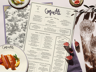 Coquette Restaurant Menu Design branding creative agency design illustration logo logotype menu design restaurant branding vector