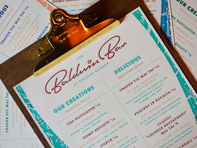 Baldwin Bar Cocktail Menu branding cocktail creative agency menu design restaurant branding tropical