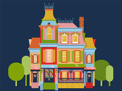 Victorian House Illustration colorful design details handmade house house illustration illustration vector victorian
