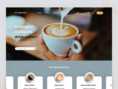 Coffee Near Landing page design inspiration landingpage ui uidesign userinterface ux webdesign website