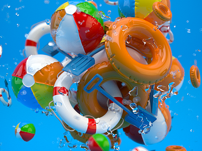 Beachtime Fun 3d c4d photoshop render