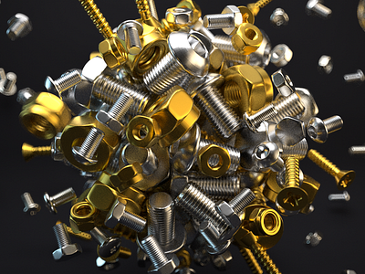 Nuts and Bolts 3d c4d photoshop render