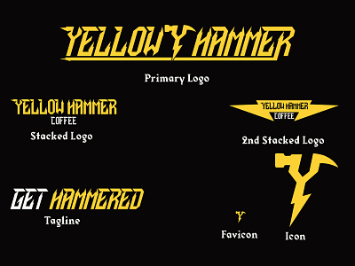 Yellow Hammer Coffee branding coffee coffee branding coffee logo coffee shop hammer lightning rock and roll