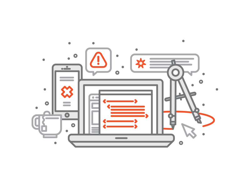 Building, Breaking & Engineering freelance vector cluster mobile computer design rip spot illustration line art icon illustration