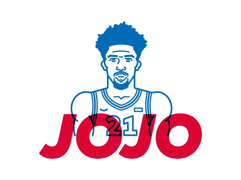 Joel "Jojo" Embiid character art line vector icon basketball playoffs illustration philadelphia embiid philly sixers