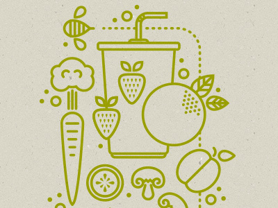Healthy Beverage fruit icons illustration texture