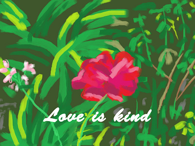 Love is Kind digital painting illustration love rose valentines