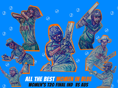 women in blue cricket design illustration internationalwomensday worldcup